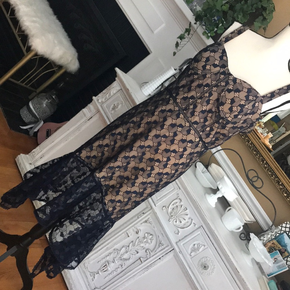 Beautiful blue and nude dress